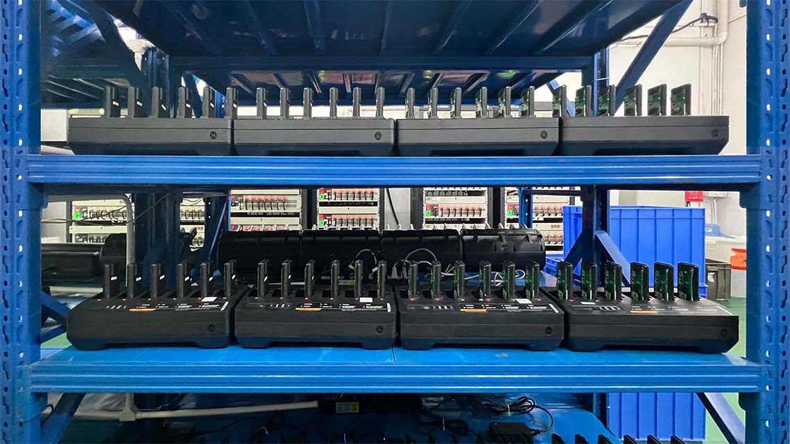 Lithium-ion battery being manufactured in an assembly line